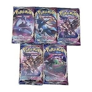 Pokemon TCG Sword & Shield Base Sleeved Booster Packs Complete Set of 4 + 1